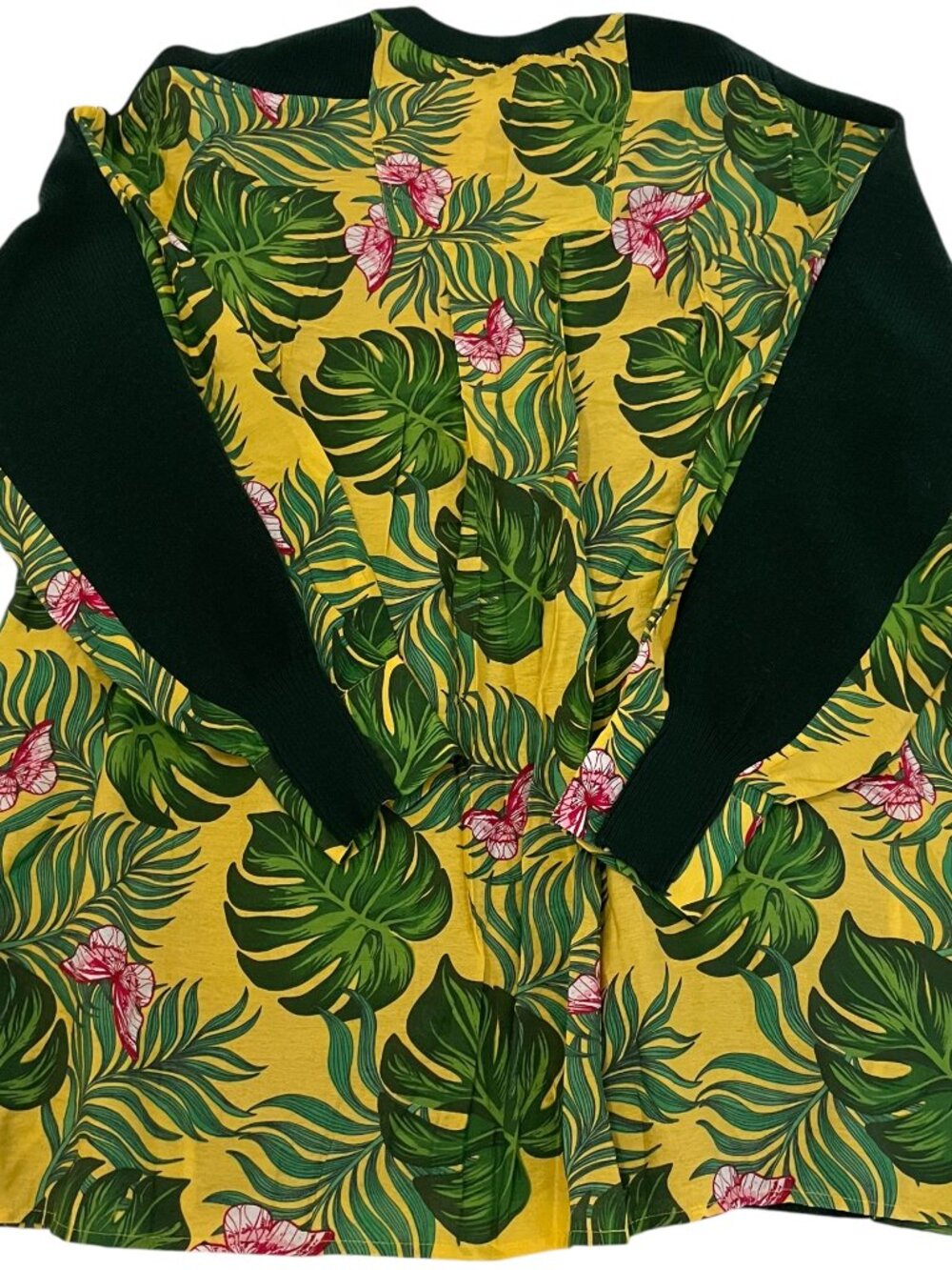 NWT Sandrine Rose Tropical Mixed Media Wool Sweater Forest Tropical Resort M - Picture 4 of 9